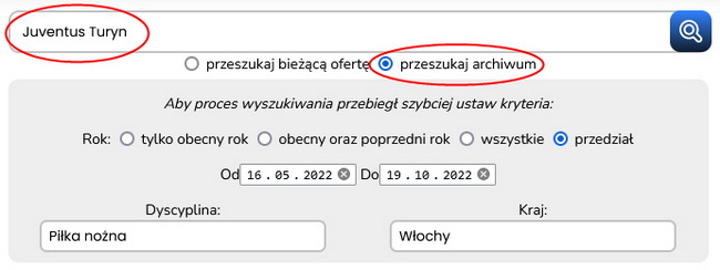 W archiwum porównywarki Kursy.ooo znajdziesz porównanie kursów na archiwalne mecze wyszukiwanie - archiwum